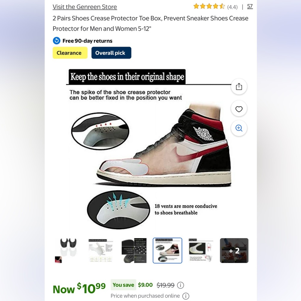 5 pair 4 Black inserts Shoe Crease Protectors creaseless women’s 7-12 Men’s 5-8 - Picture 2 of 6